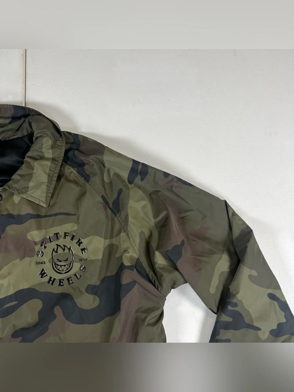 Spitfire Camo Windbreaker Coaches Jacket Snap Front Skateboarding Skater Mens S